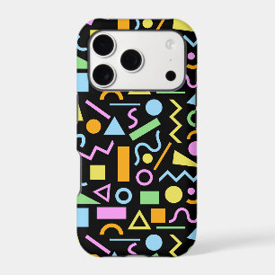 Motif de forme de style années 80 couleur sur noir