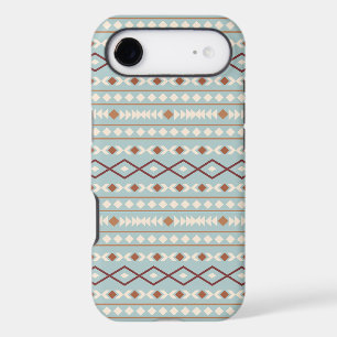Motif de formes aztèques rouille crème bleu sarcel