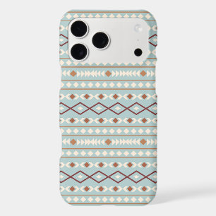 Motif de formes aztèques rouille crème bleu sarcel