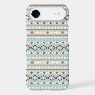 Motif de formes aztèques rouille crème bleu sarcel