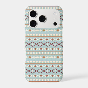Motif de formes aztèques rouille crème bleu sarcel