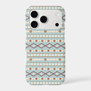 Motif de formes aztèques rouille crème bleu sarcel