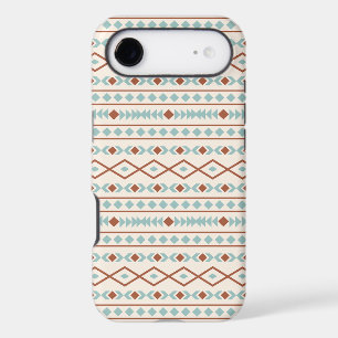 Motif de formes aztèques rouille sarcelle crème