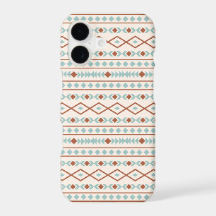 Motif de formes aztèques rouille sarcelle crème