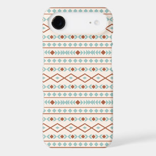 Motif de formes aztèques rouille sarcelle crème