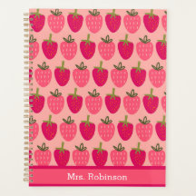 Motif de fraise rose mignonne mensuel et hebdomada
