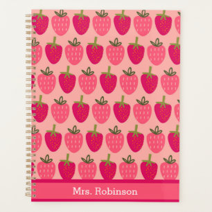 Motif de fraise rose mignonne mensuel et hebdomada