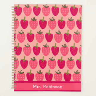 Motif de fraise rose mignonne mensuel et hebdomada