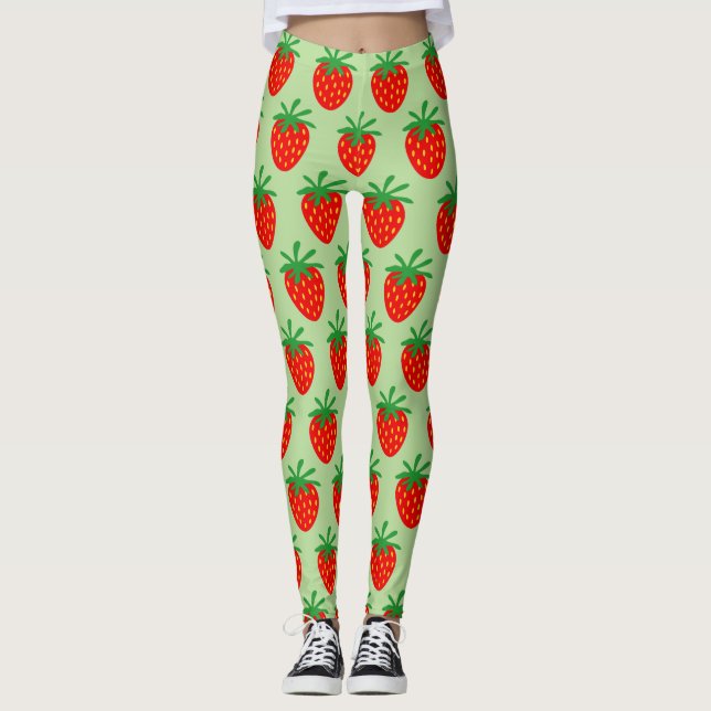 Motif de fraise rouge mignonne leggings d'impressi (Devant)