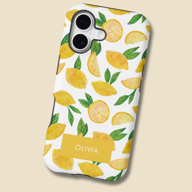 Motif de fruit de citron agrume (Lemon pattern personalised phone case for iPhone 17)