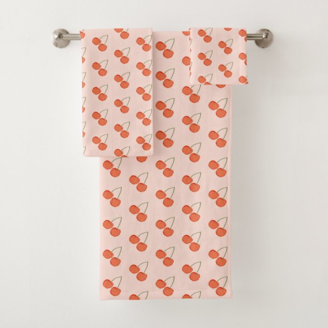 Motif de fruits de cerise rose et rouge  (En situation)