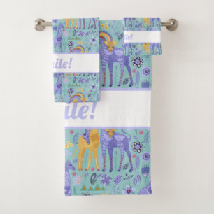 Motif de girafes jaunes Turquoises violettes de Wh