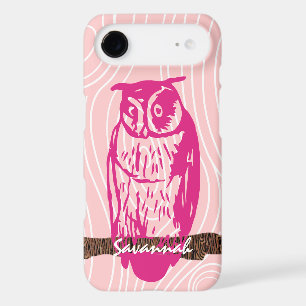 Motif de grain de bois de hibou rose Choisissez vo
