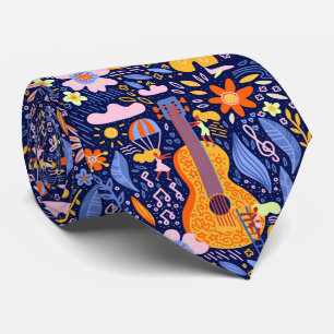 Motif de guitare d'art mexicain Cravate hommes