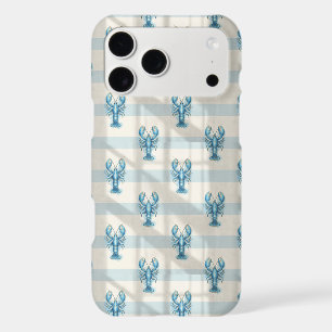 Motif de homard à l'aquarelle bleue sur rayure côt