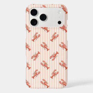 Motif de homard à l'aquarelle sur rayures roses do