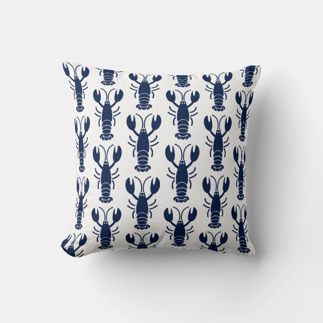 Motif de homard bleu sur oreiller blanc (Recto)