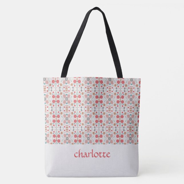Motif de jardin moderne Sac fourre-tout monogramme (Devant)