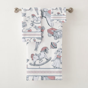 Motif de jouets vintage rose/gris ID783