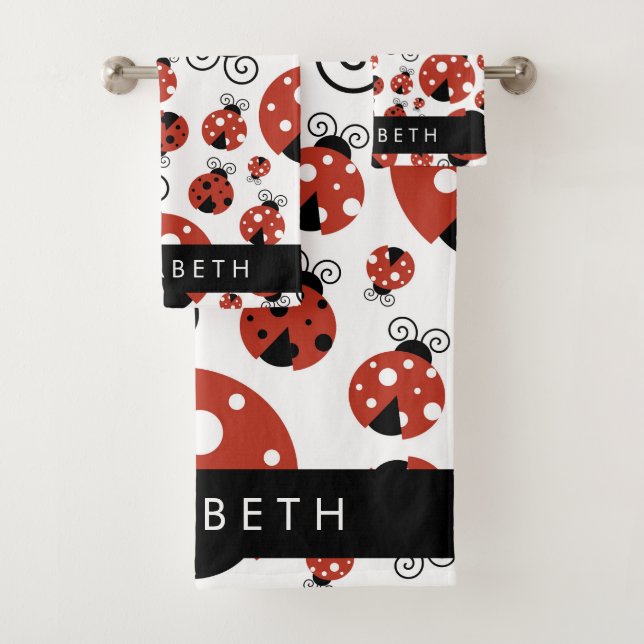Motif De Ladybugs, Red Ladybugs, Votre Nom (En situation)