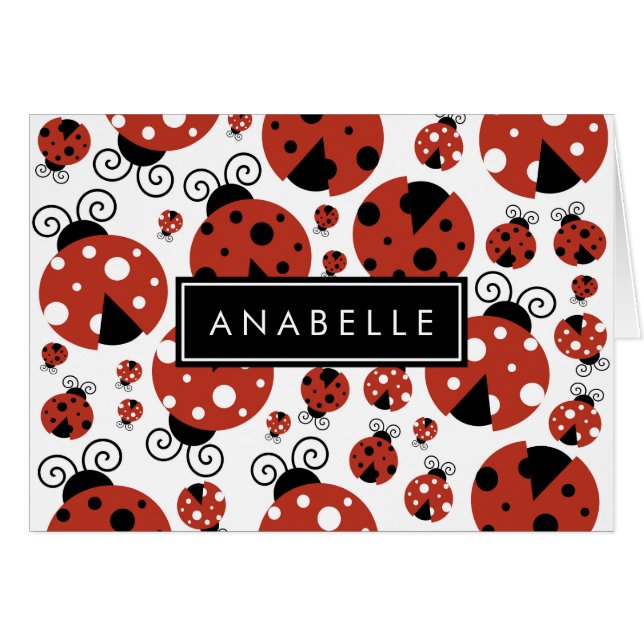 Motif De Ladybugs, Red Ladybugs, Votre Nom (Devant horizontal)
