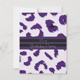 Motif de léopard violet Invitation de fête d'anniv