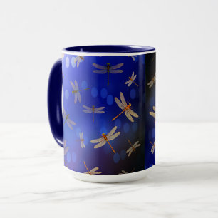 Motif de libellules bleues, Mug de café