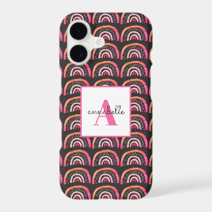 Motif de licorne rose et noir à motif arc-en-ciel 