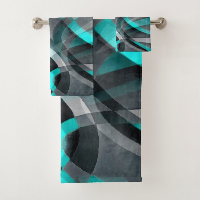 Motif de ligne à arc gris et turquoise des années  (En situation)