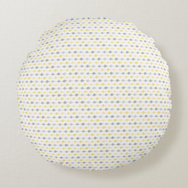 Motif de ligne Coussin rond jaune et gris (Devant)