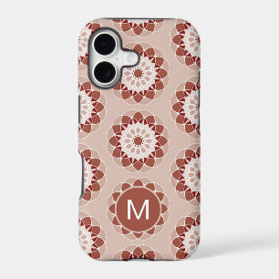 Motif de mandala floral burgundy rose en monogramm
