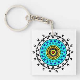 Motif de mandala floral sans couture Cyan or vif