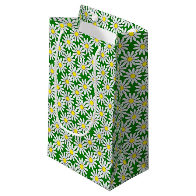 Motif de marguerite blanche sur le petit sac vert (Devant Angle)