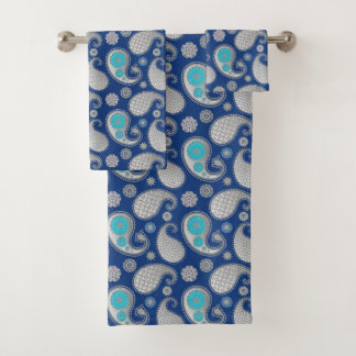 Motif de marguerite, gris argenté / gris sur bleu 