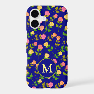 Motif de monogramme de rose illustré coloré