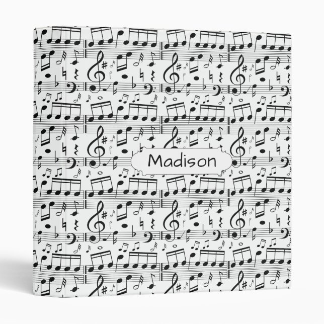 Motif de musique nom personnalisé classeurs (Devant/Côté)