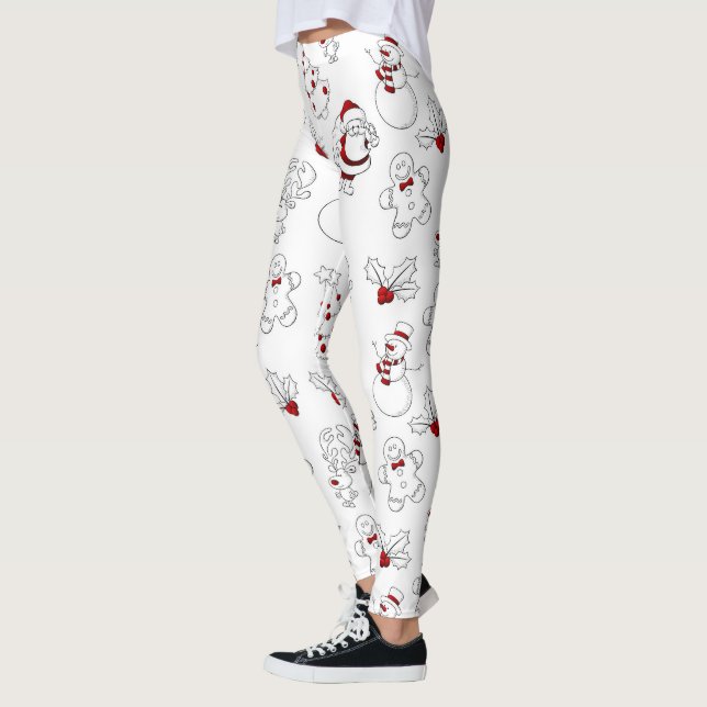 Motif de Noël amusant leggings de vacances (Gauche)