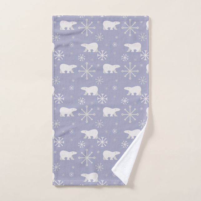 Motif de Noël avec ours polaires et flocons de nei (Serviette à main)