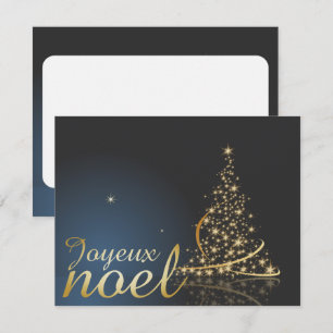 Motif de Noël bleu avec arbre de Noël doré Invitation
