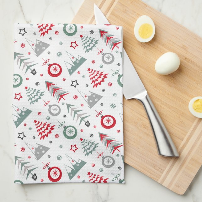 Motif de Noël d'hiver. Serviette de cuisine (Quart Plié)