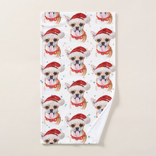 Motif de Noël du chien de Chihuahua (Serviette à main)