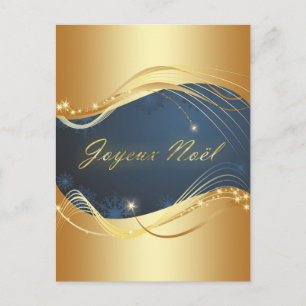Motif de Noël or avec fond bleu Holiday Postcard