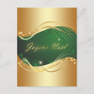 Motif de Noël or avec fond vert Postcard