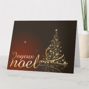 Motif de Noël rouge avec arbre de Noël doré Card