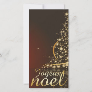 Motif de Noël rouge avec arbre de Noël doré Holiday Card