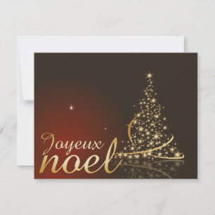 Motif de Noël rouge avec arbre de Noël doré Invitation