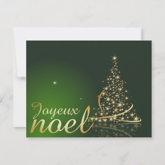 Motif de Noël vert avec arbre de Noël doré Invitation (Front)