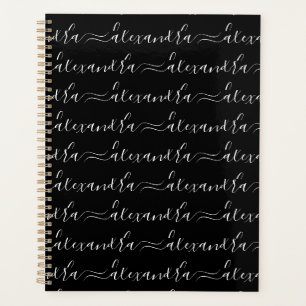 Motif de nom de script personnalisé moderne noir e