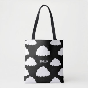Motif de nuages blancs Sac fourre-tout noir person