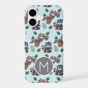 Motif de pandas chinois mignons monogramme